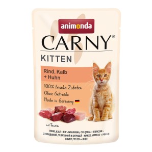 Animonda Carny Kitten Rind, Kalb und Huhn, Nassfutter für Katzen (85g)