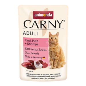 Animonda Carny Adult Rind, Pute und Shrimps, Nassfutter für Katzen (85g)
