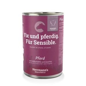 Herrmann’s Pferd mit Süsskartoffel und Zucchini, Nassfutter für Hunde (800g)