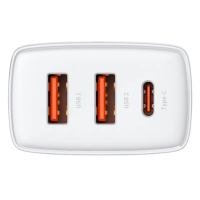 Baseus - (30W) Dual USB / USB C Quick Charge QC 3.0 Ladegerät mit Power Delivery 3.0 - Weiss (1 Stk)