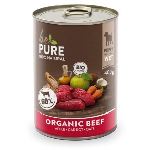 bePure Organic Beef mit Rind, Gemüse, Früchten und Hafer, Nassfutter für Hunde (400g)
