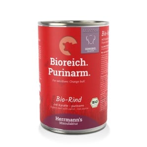 Herrmann’s Bio Rind mit Karotten, Nassfutter für Hunde (400g)