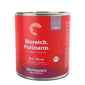 Herrmann’s Bio Rind mit Karotten, Nassfutter für Hunde (800g)