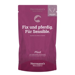 Herrmann’s Pferd mit Süsskartoffel und Zucchini, Nassfutter für Hunde (150g)
