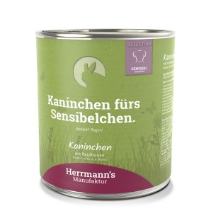Herrmann’s Kaninchen mit Reisflocken, Nassfutter für Hunde (800g)