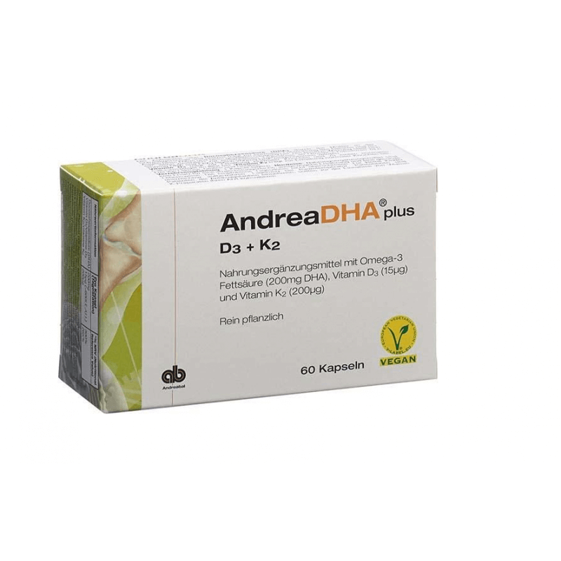 Andreabal AndreaDHA plus Omega-3 Vitamine D3 + K2 capsules végétaliennes (60 pièces)