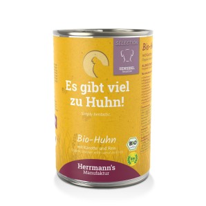 Herrmann’s Bio Huhn mit Karotte und Reis, Nassfutter für Hunde (400g)
