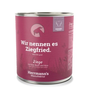 Herrmann’s Ziege mit roter Beete und Hirse, Nassfutter für Hunde (800g)