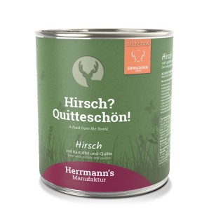 Herrmann’s Hirsch mit Kartoffel und Quitte, Nassfutter für Hunde (800g)