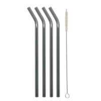 Drinking straws made of glass curved / black-transparent 23cm (4 pieces)