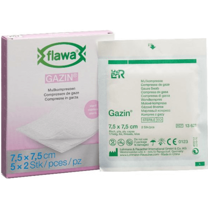 FLAWA Gazin Gauze Compresses Sterill 7,5x7,5cm (5x2 pieces)