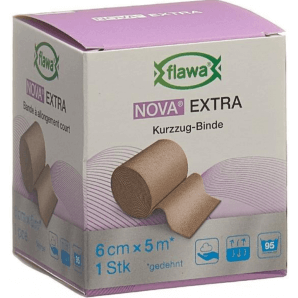 FLAWA NOVA EXTRA Pansement Court Extensible Couleur Peau 6cmx5m (1pc)