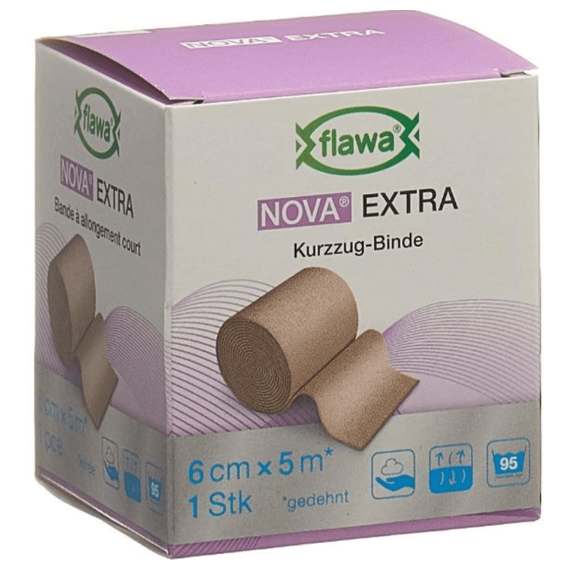 FLAWA NOVA EXTRA Short Stretch Bandage Skin Colored 6cmx5m (1pc)