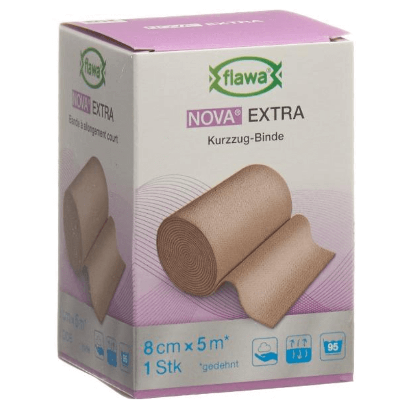 FLAWA NOVA EXTRA Short Stretch Bandage Skin Colored 8cmx5m (1pc)