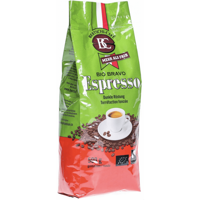 MORGA BC BERTSCHI CAFE Bio Bravo Espresso Beans Ground Dark (500g)