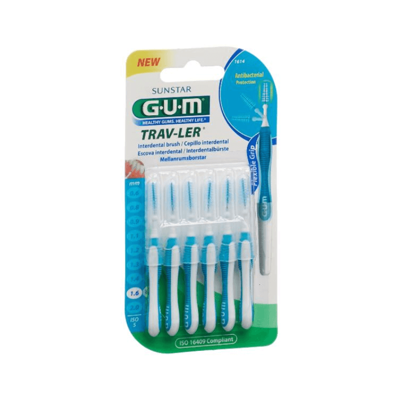 SUNSTAR Gum Proxabrush TravLer les Brosses Interdentaires 1,6 mm (6 pièces)