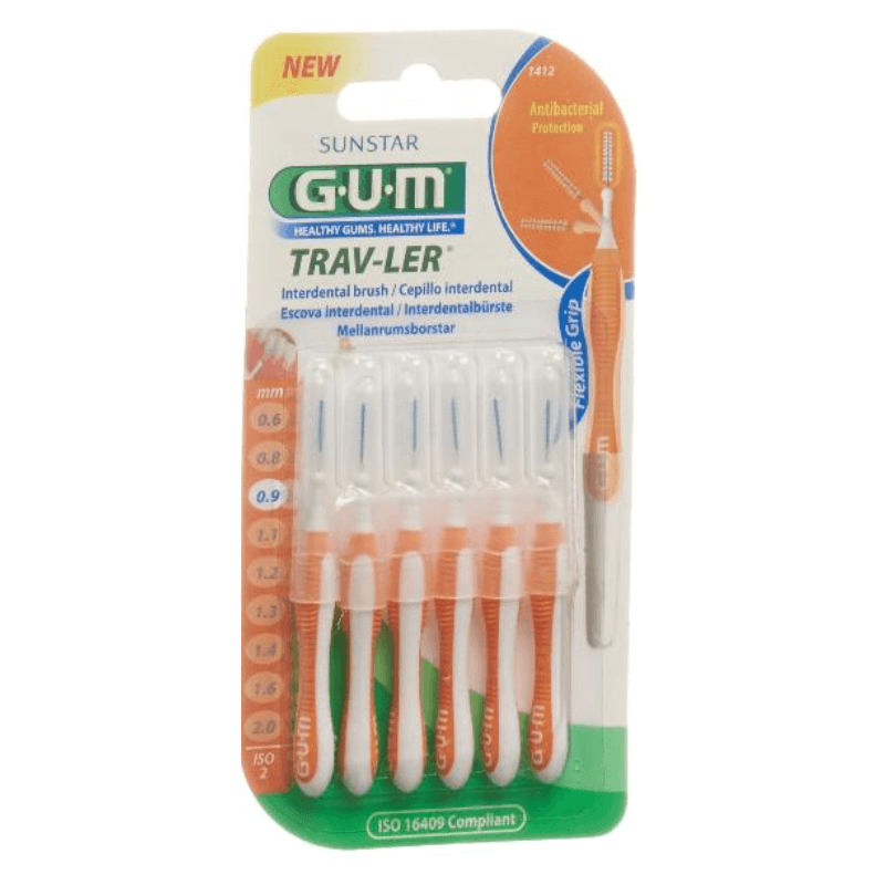 SUNSTAR Gum Proxabrush TravLer 0.9mm Interdental Brushes (6 pieces)