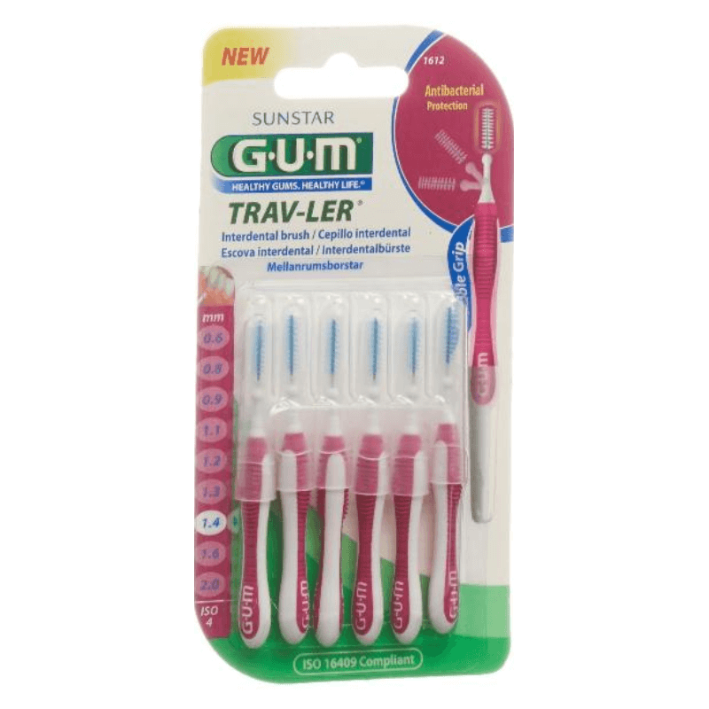 SUNSTAR Gum Proxabrush TravLer 1.4mm Interdental Brushes (6 pieces)