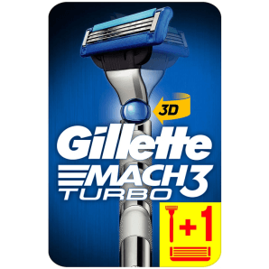 Gillette Mach3 Turbo 3D le Rasoir avec 2 Lames (1 pièce)