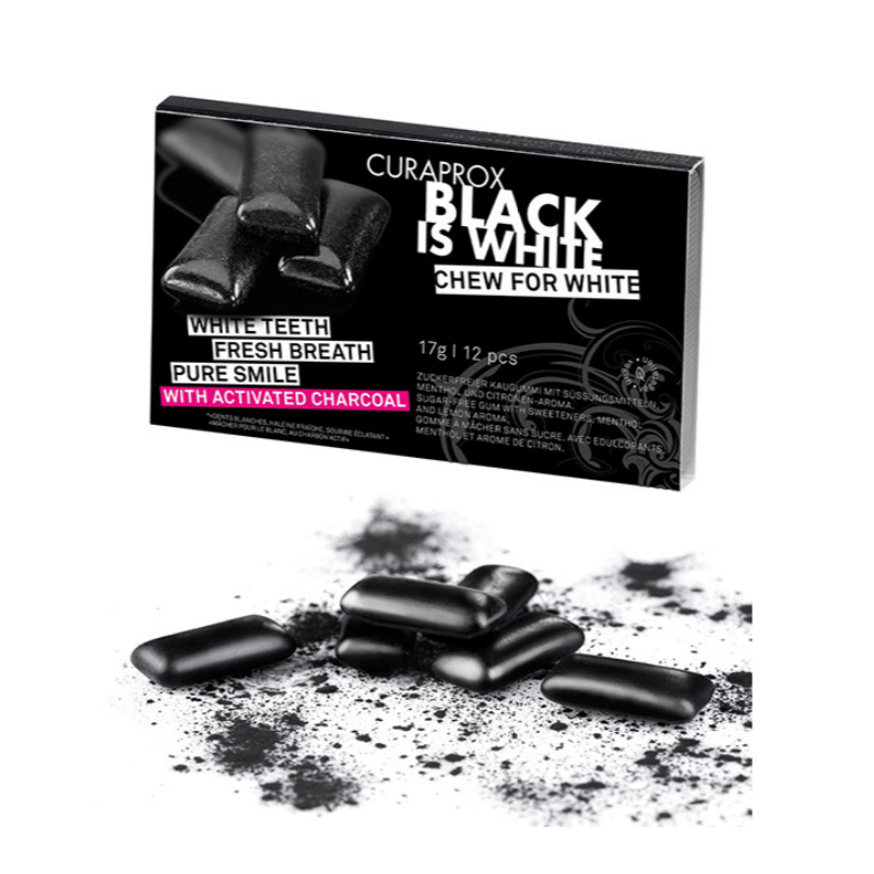 Curaprox Black is White chewing-gum (12 pièces)