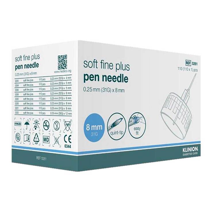 KLINION Soft Fine Plus Pen-Nadeln 0,25mm 31G x 8mm (110 Stk)