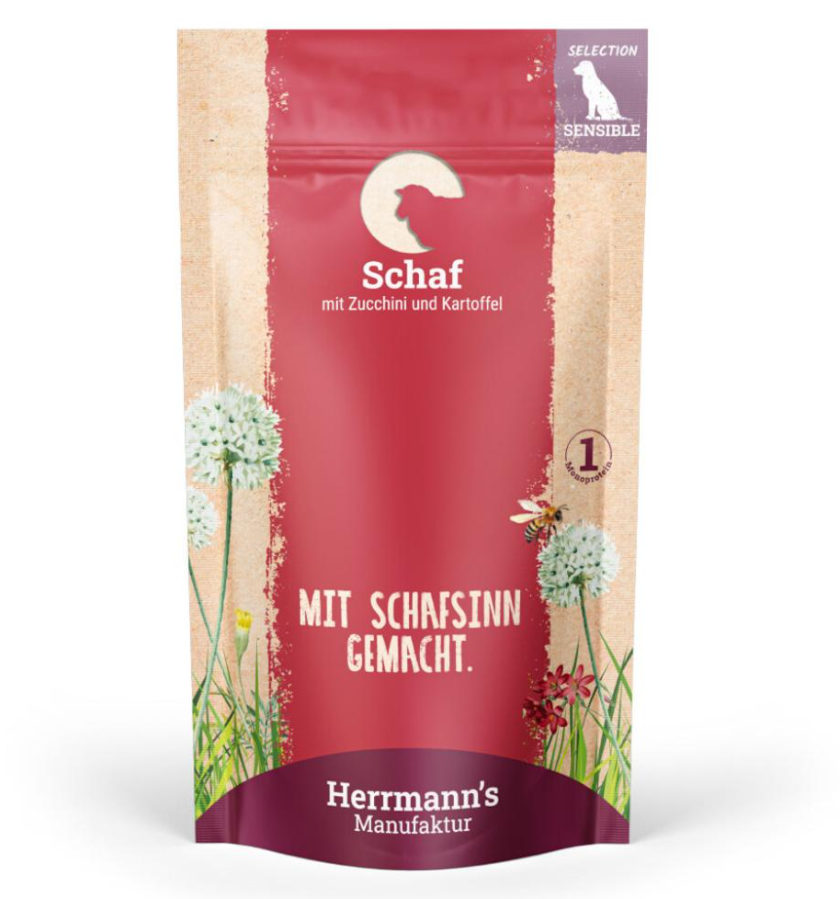 Herrmann’s Schaf mit Zucchini und Kartoffeln, Nassfutter für Hunde (150g)