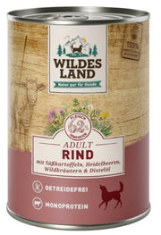 WILDES LAND Adult Rind mit Süsskartoffeln, Heidelbeeren, Wildkräutern & Distelöl (400g)