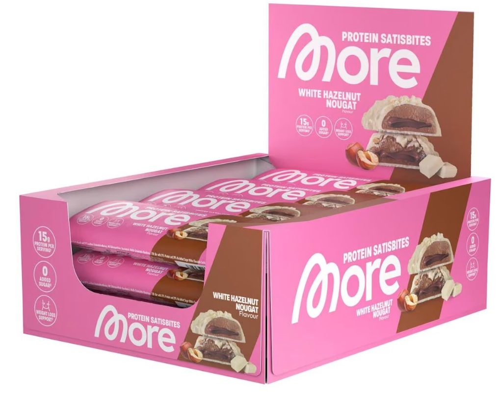 More Nutrition Protein Satisbites White Hazelnut Nougat (12x50g)