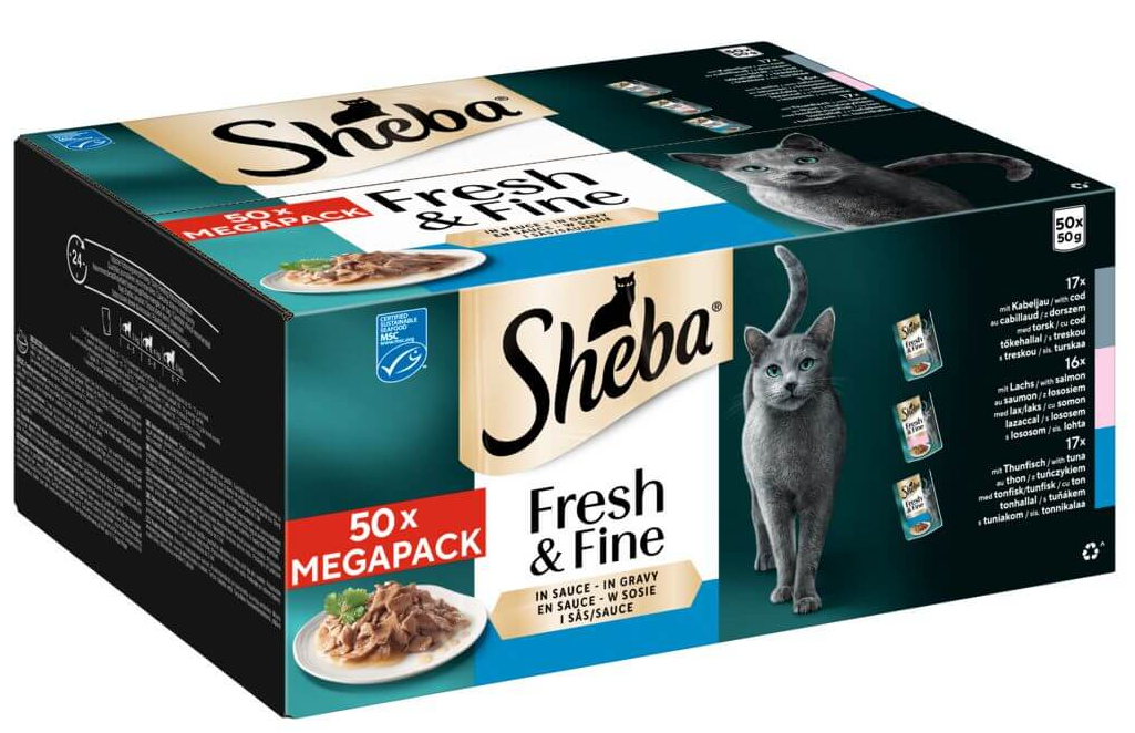 Sheba Fresh ​& Fine Fischmix Nassfutter für Katzen (50x50g)