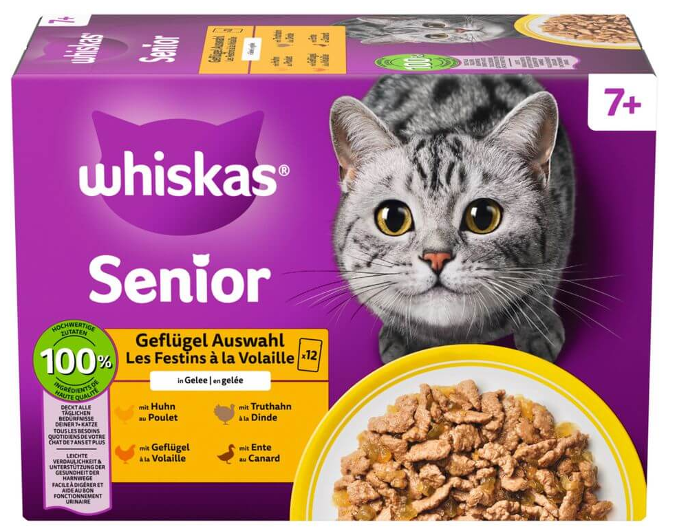 Whiskas Geflügel Auswahl Senior Nassfutter für Katzen (12x85g)