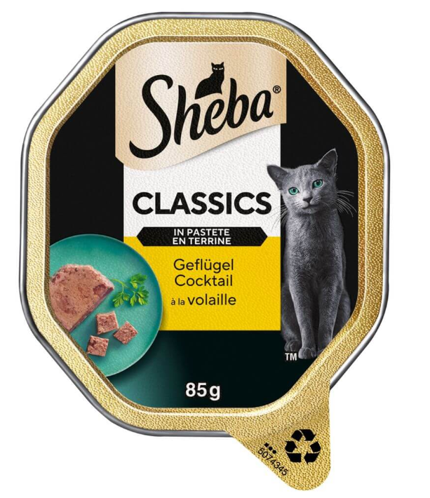 Sheba Pastete Geflügel Cocktail, Nassfutter für Katzen (85g)