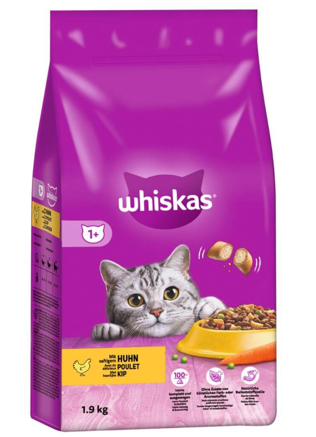 Whiskas Knackits mit Huhn, Trockenfutter für Katzen (1.9kg)