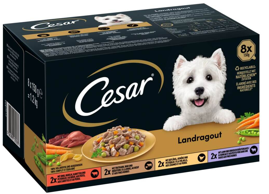 Cesar Landragout in Sauce, Nassfutter für Hunde (8x150g)