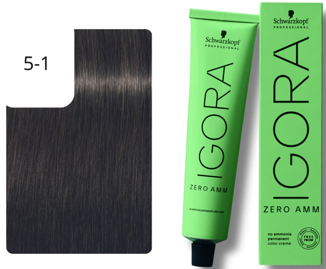 Schwarzkopf IGORA ZERO AMM 5-1 Hellbraun Cendré (60ml)
