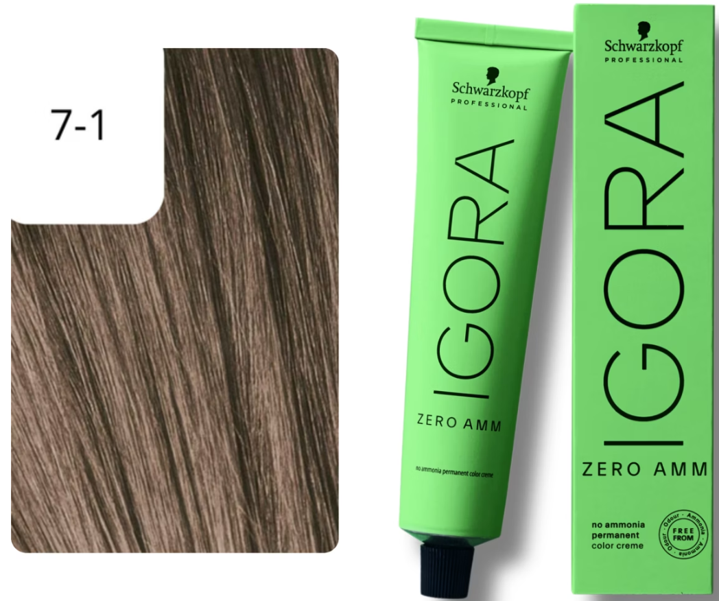 Schwarzkopf IGORA ZERO AMM 7-1 Mittelblond Cendré (60ml)