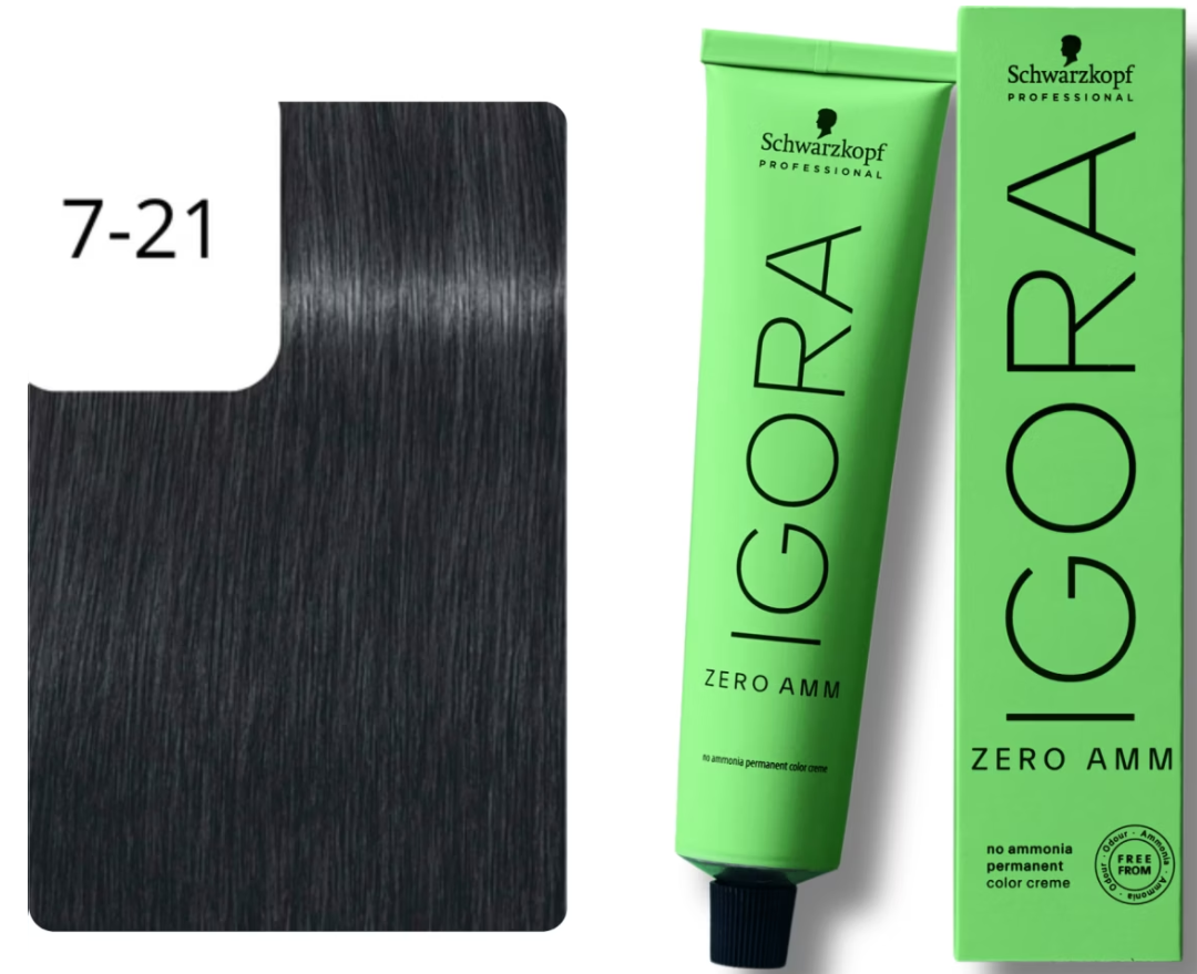 Schwarzkopf IGORA ZERO AMM 7-21 Mittelblond Asch Cendré (60ml)