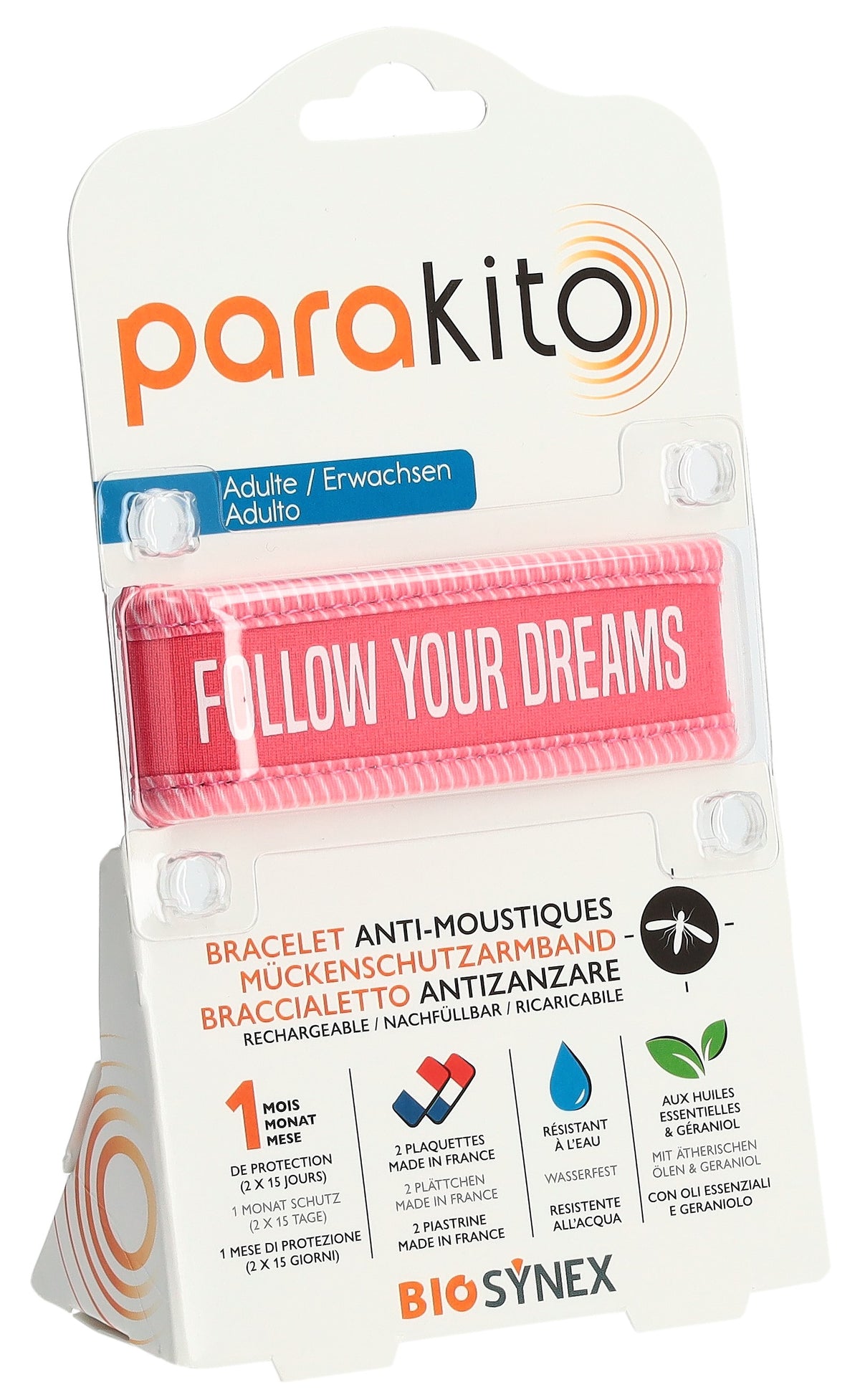parakito Mückenarmband Erwachsene Good Vibes fuchsia (1 Stk)