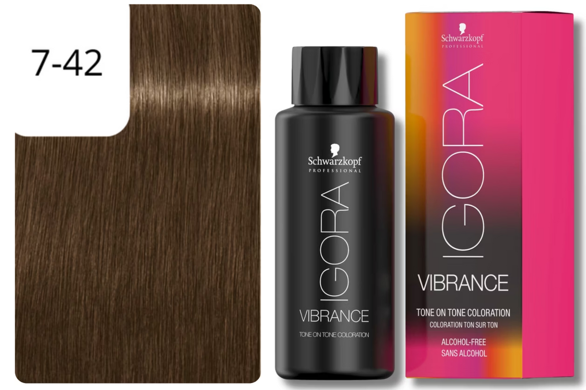 Schwarzkopf IGORA VIBRANCE 7-42 Mittelblond Beige Asch (60ml)
