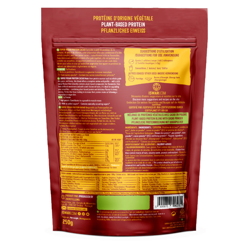 ISWARI Super Vegan Protein Kakao Bio (8 Stk)