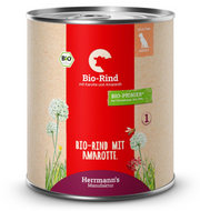 Herrmann’s Bio Rind mit Karotten und Amaranth, Nassfutter für Hunde (800g)
