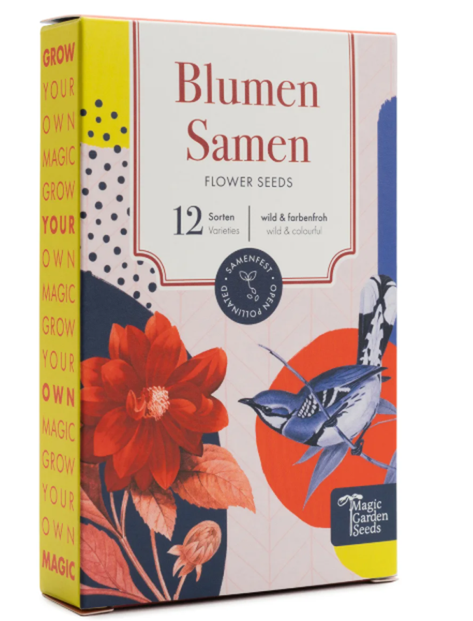 Magic Garden Seeds Saatgut Blumensamen, 12 samenfeste Blumensorten, wild & farbenfroh (1 Stk)