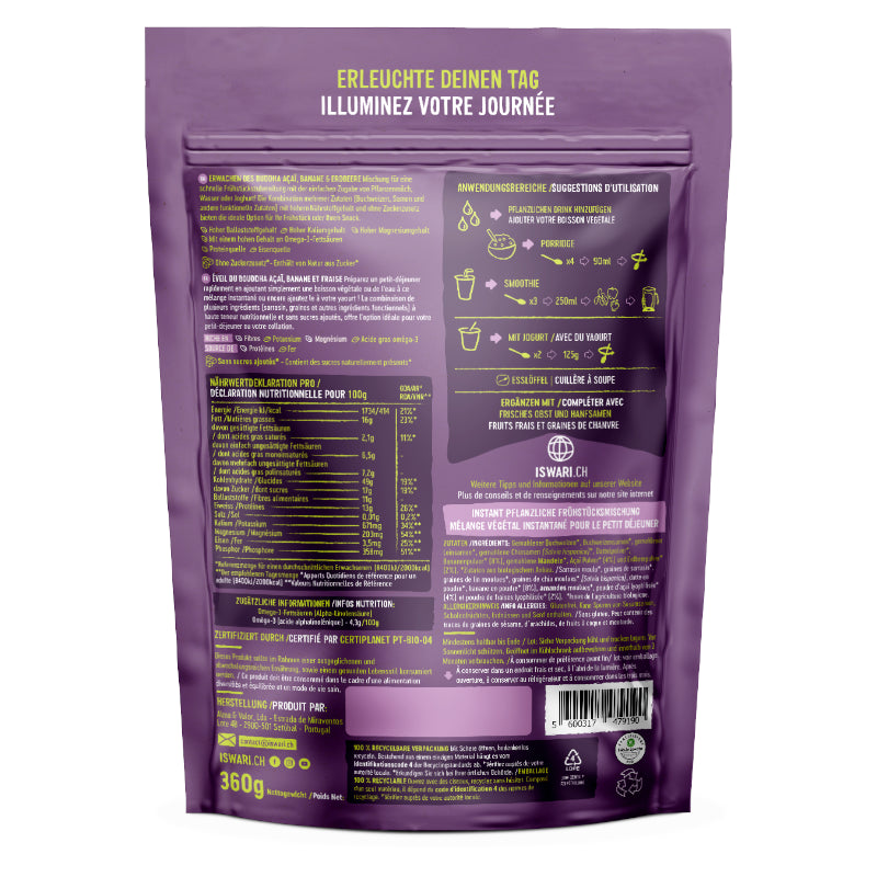 ISWARI Erwachen Buddha Açaï Banane Erdbeere Bio (360g)