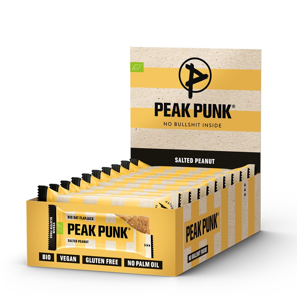 PEAK PUNK Organic Oat Flapjack Salted Peanut (12x60g)