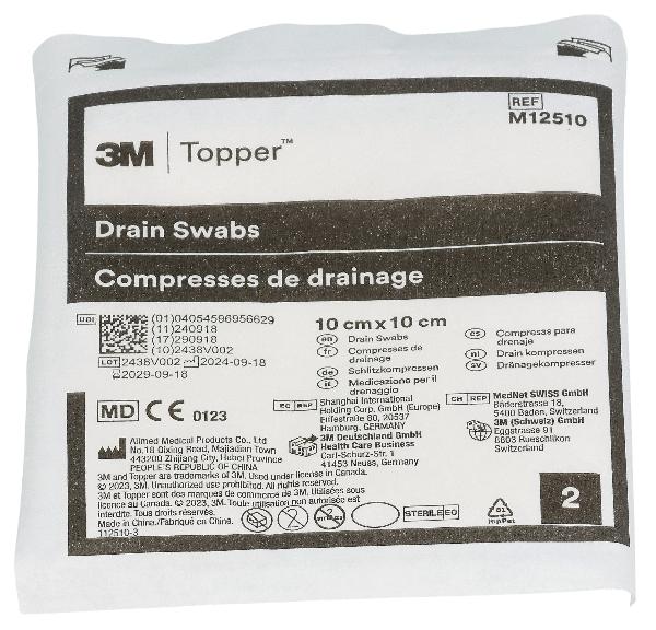 TOPPER Compresses fendues 10x10cm stériles (50x2 pces)