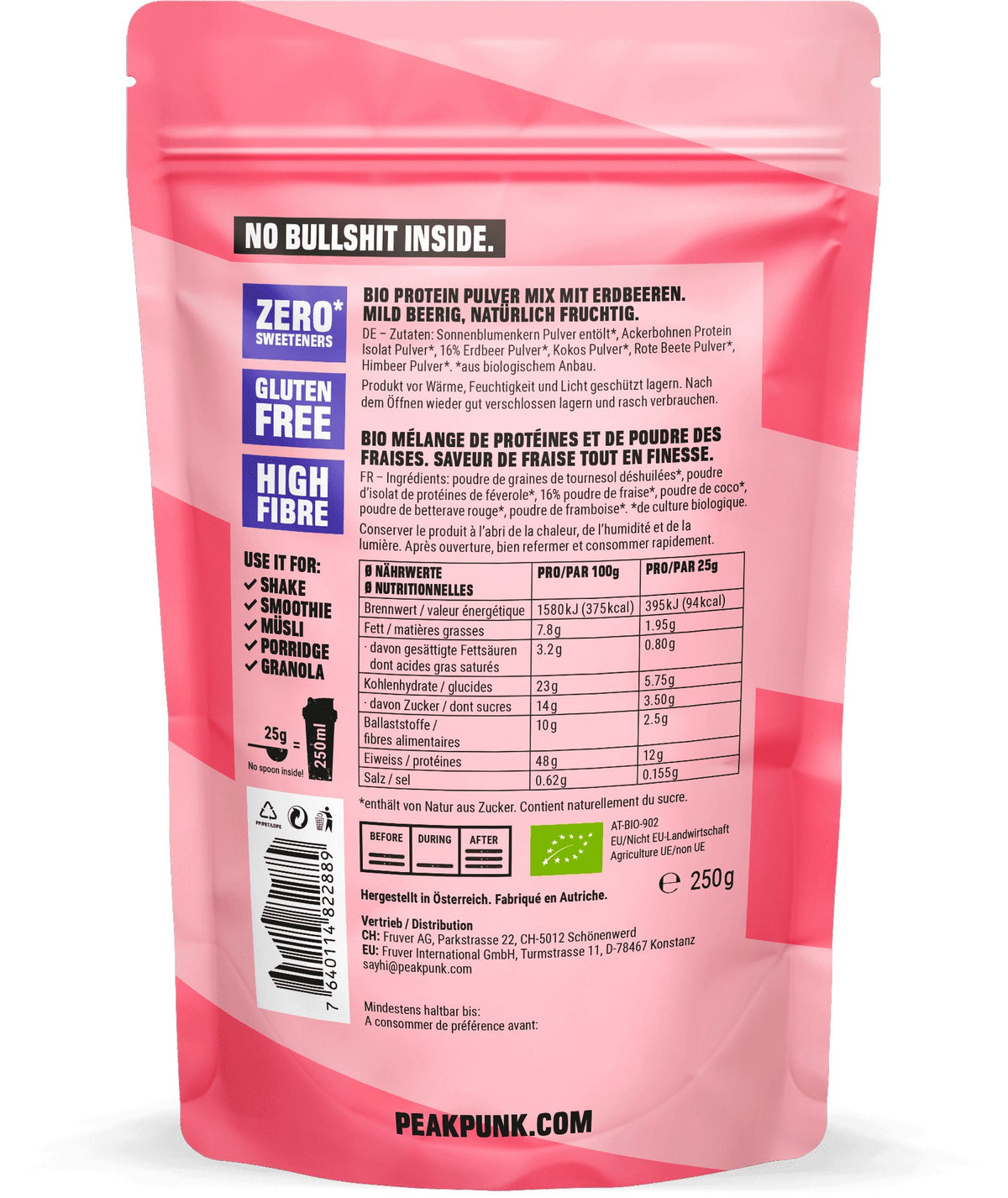 PEAK PUNK Bio High-Protein Shake Strawberry (250g)