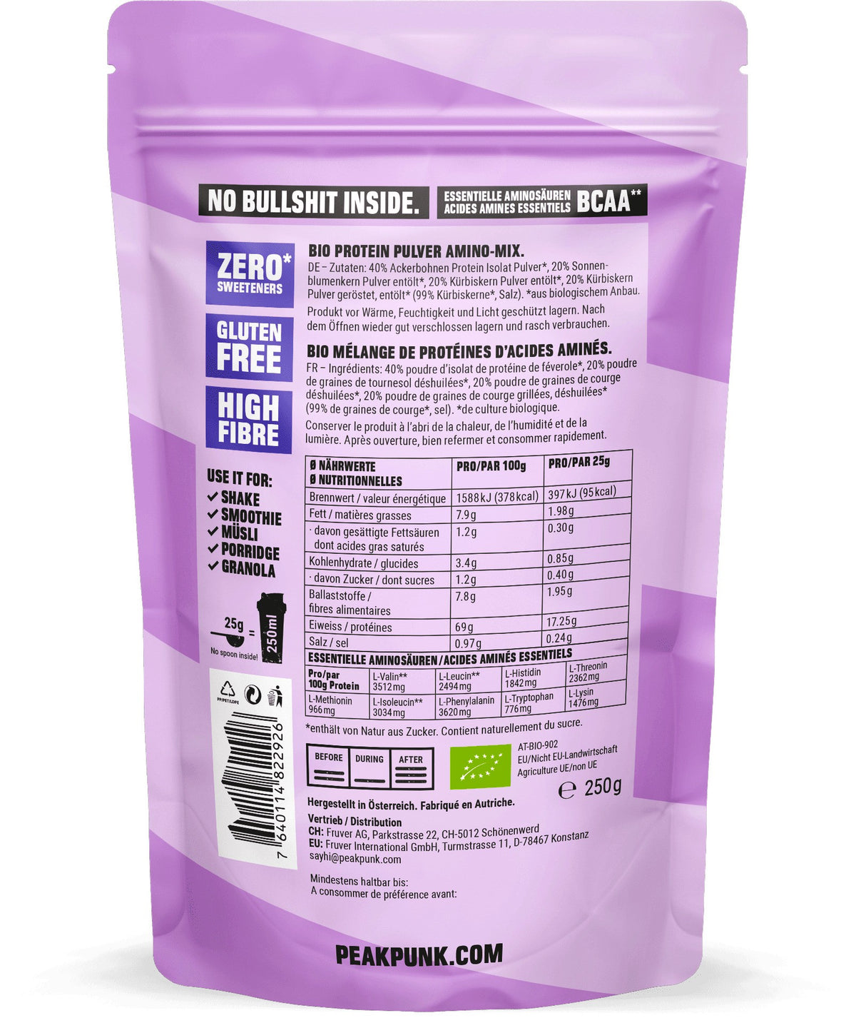 PEAK PUNK Bio High-Protein Shake BCAA Amino-Mix (250g)