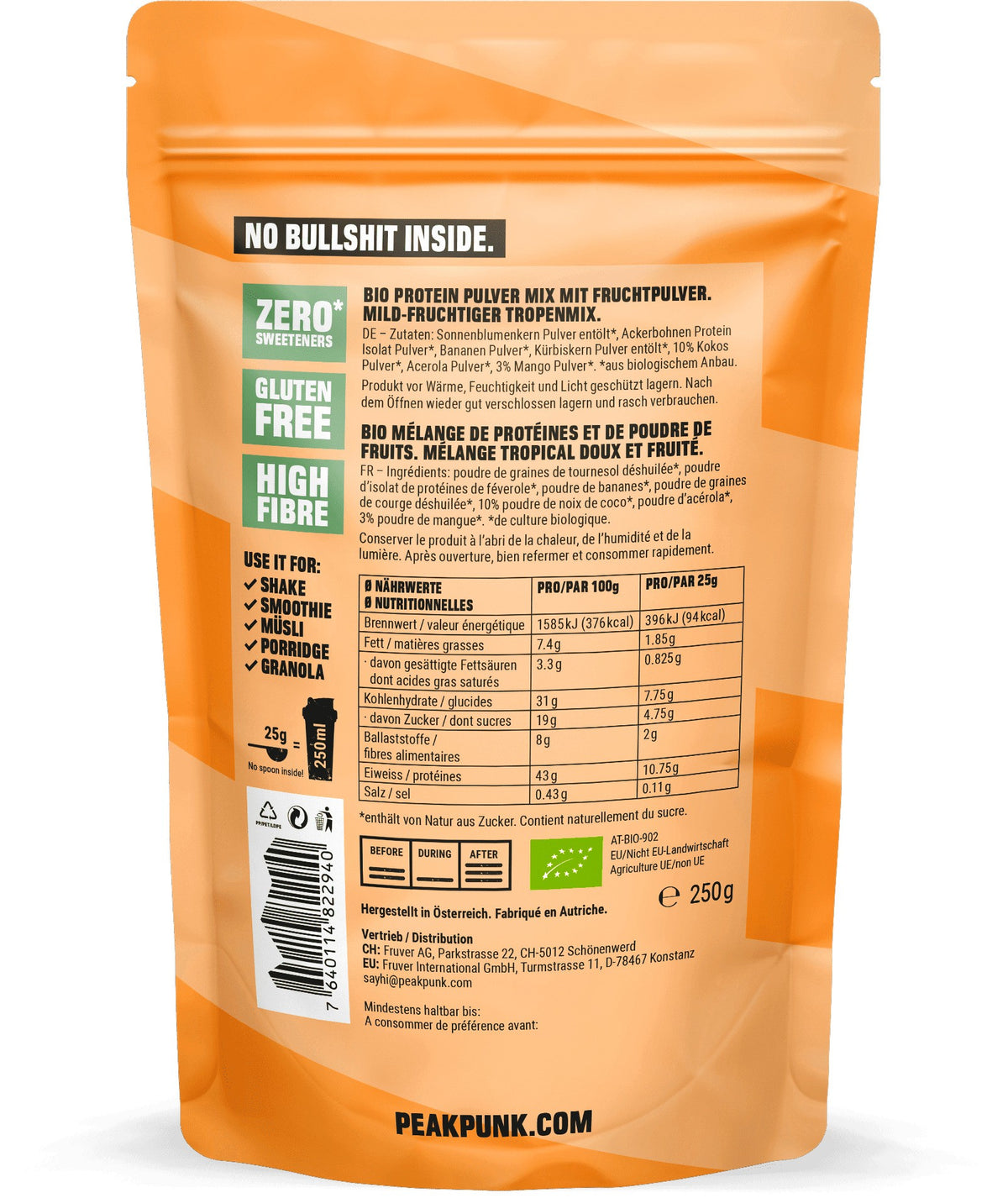 PEAK PUNK Bio High-Protein Shake Coconut Mango (250g)