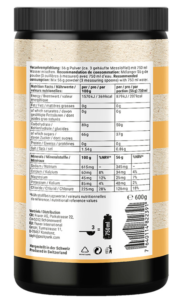 PEAK PUNK Natural Electrolyte Sport Drink Mango (600g)