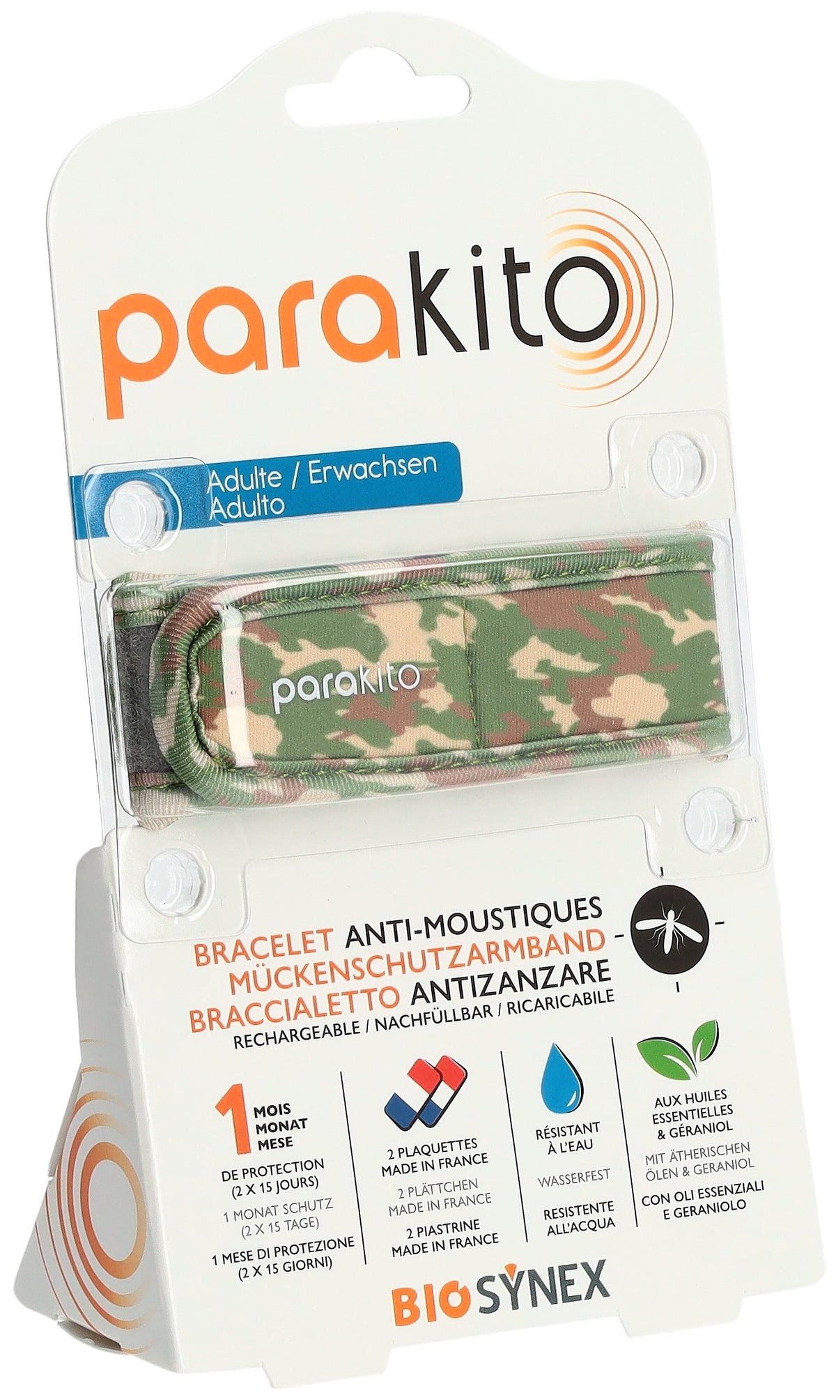 parakito Mückenarmband für Erwachsene, Tarnung (1 Stk)