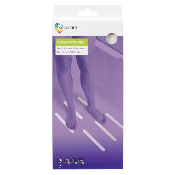 Secucare Adesivi antiscivolo, 24.5x2.5cm, semitrasparenti (12 pz)